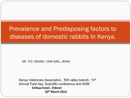 Prevalence and Predisposing factors to diseases of domestic rabbits