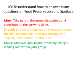 LO: To understand how to answer exam questions on Food