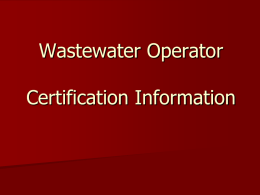 IDEM Operator Certification Information Part I