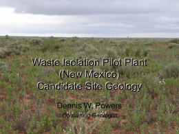 Waste Isolation Pilot Plant (New Mexico) Candidate Site