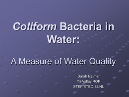 Coliform Bacteria in Water - Pleasanton Unified School