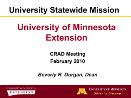 University’s Statewide Mission: Research and Extension Centers