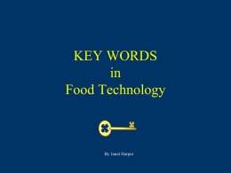 Key words in Food Technology