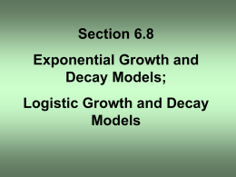 Section 6.8 Exponential Growth and Decay Models