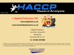 HACCP Hazard Analysis
