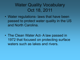 Water Quality Vocabulary Oct 18, 2011