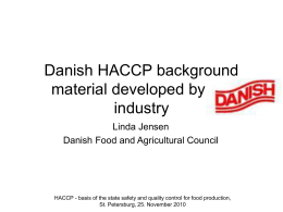 Danish HACCP background material developed by the Danish