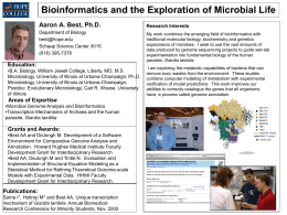 Bioinformatics and the Exploration of Microbial Life Aaron A. Best