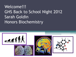 Welcome!!! GHS Back to School Night 2010