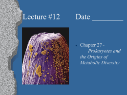 Lecture #12 Date - Biology Junction