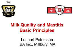 P-MC-1: Milk Quality and Mastitis Basic Principles