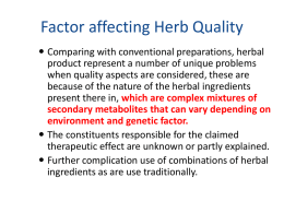 Factor affecting Herb Quality