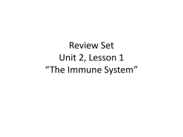Review Set Unit 2, Lesson 1 *The Immune System*