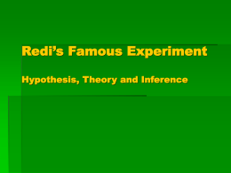 Redi`s Famous Experiment Hypothesis, Theory and Inference