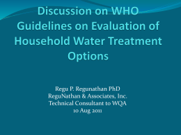 Discussion on WHO Guidelines on Evaluation of Household