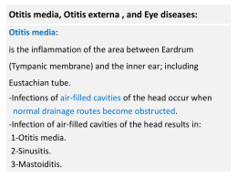 Otitis media, externa, eye diseases