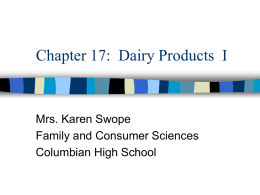 Chapter 17: Dairy Products