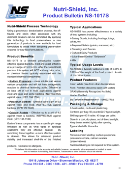 Nutri-Shield, Inc. Product Bulletin NS