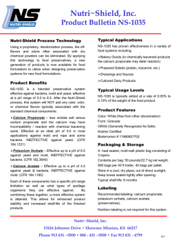 Nutri~Shield, Inc. Product Bulletin NS-1035