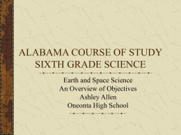 ALABAMA COURSE OF STUDY SIXTH GRADE SCIENCE
