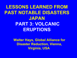 LESSONS LEARNED FROM PAST NOTABLE DISASTERS. JAPAN