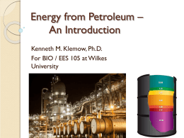 Energy from Petroleum – An Introduction