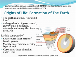 Origins of Life: Formation of The Earth