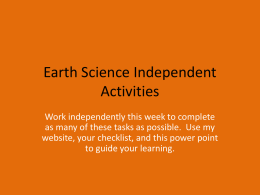 Earth Science Independent Activities