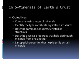 Ch 5-Minerals of Earth`s Crust