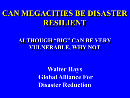 CAN MEGACITIES BE DISASTER RESILIENT