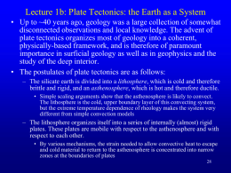 Lecture 1b: Plate Tectonics: the Earth as a System