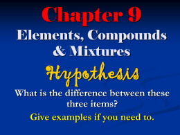 Chapter 9 Elements, Compounds & Mixtures
