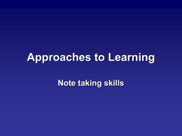 1125767Approaches to Learning taking notes key