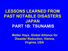 lessons learned from past notable disasters. japan. part 1b