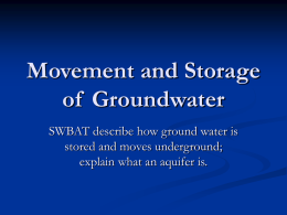 Movement and Storage of Groundwater