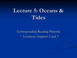 Lecture 5: Oceans & Tides