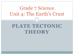 Grade 7 Science Unit 4: The Earth`s Crust