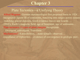 Chapter 3 - Plate Tectonics