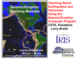 Seismic/Eruption Classroom Teaching Strategies Connections to