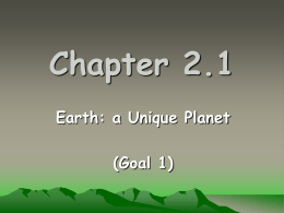 Unit 1 Goal 1: Unique Planet