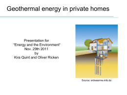 Geothermal Energy in Private Housholds