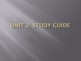 Unit 2: Study Guide