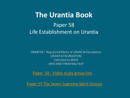 Life Establishment on Urantia - Fifth Epochal Revelation Fellowship