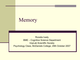 Memory - Budapest University of Technology and Economics