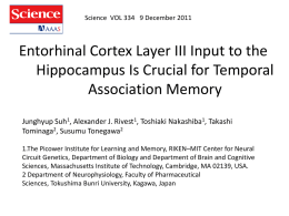 Entorhinal Cortex Layer III Input to the Hippocampus Is