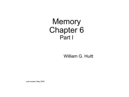 General Psychology: Memory (I)