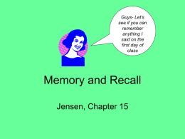 Memory and Recall
