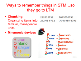 Ways to remember things in STM…so they go to LTM