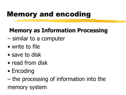 Short Term Memory and Encoding