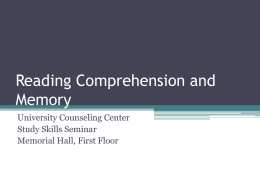Reading Comprehension Memory